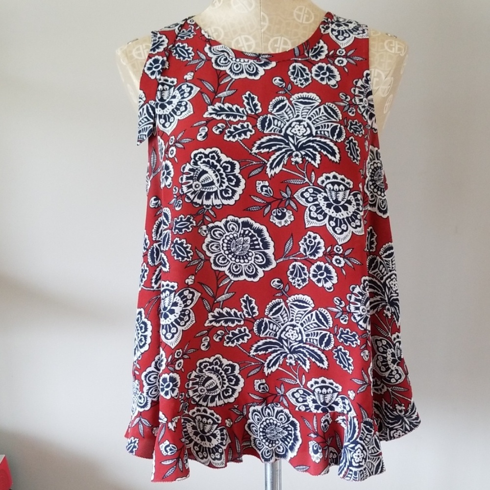 Madewell Silk Bow Tank in Italian Floral